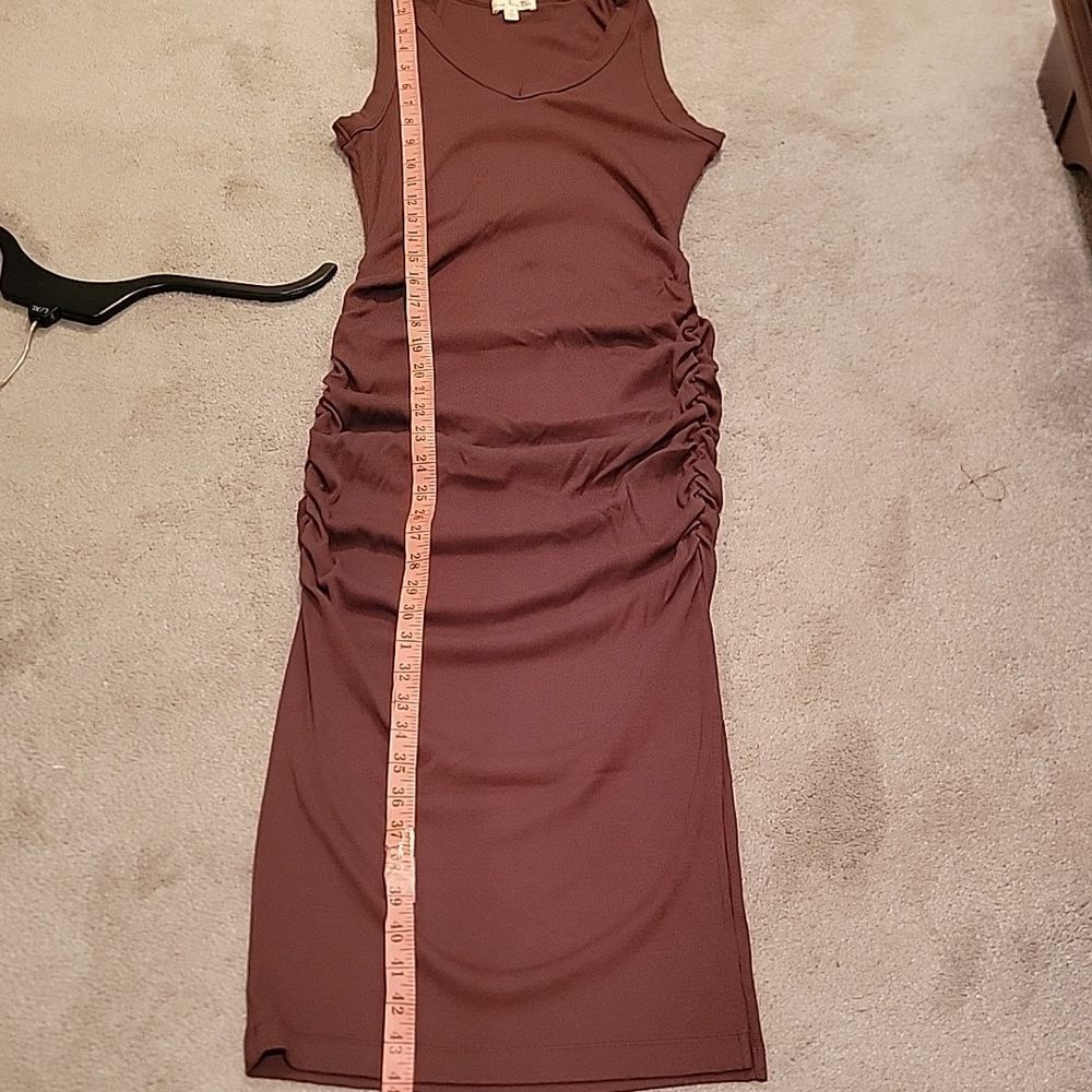 Nine Britton Chocolate Sleeveless Maxi Dress W Ruching On Sides Sz Med - Picture 7 of 10